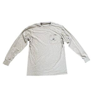 Men's Gray Long Sleeve Pocket Tee Shirt Southern Marsh Size Medium